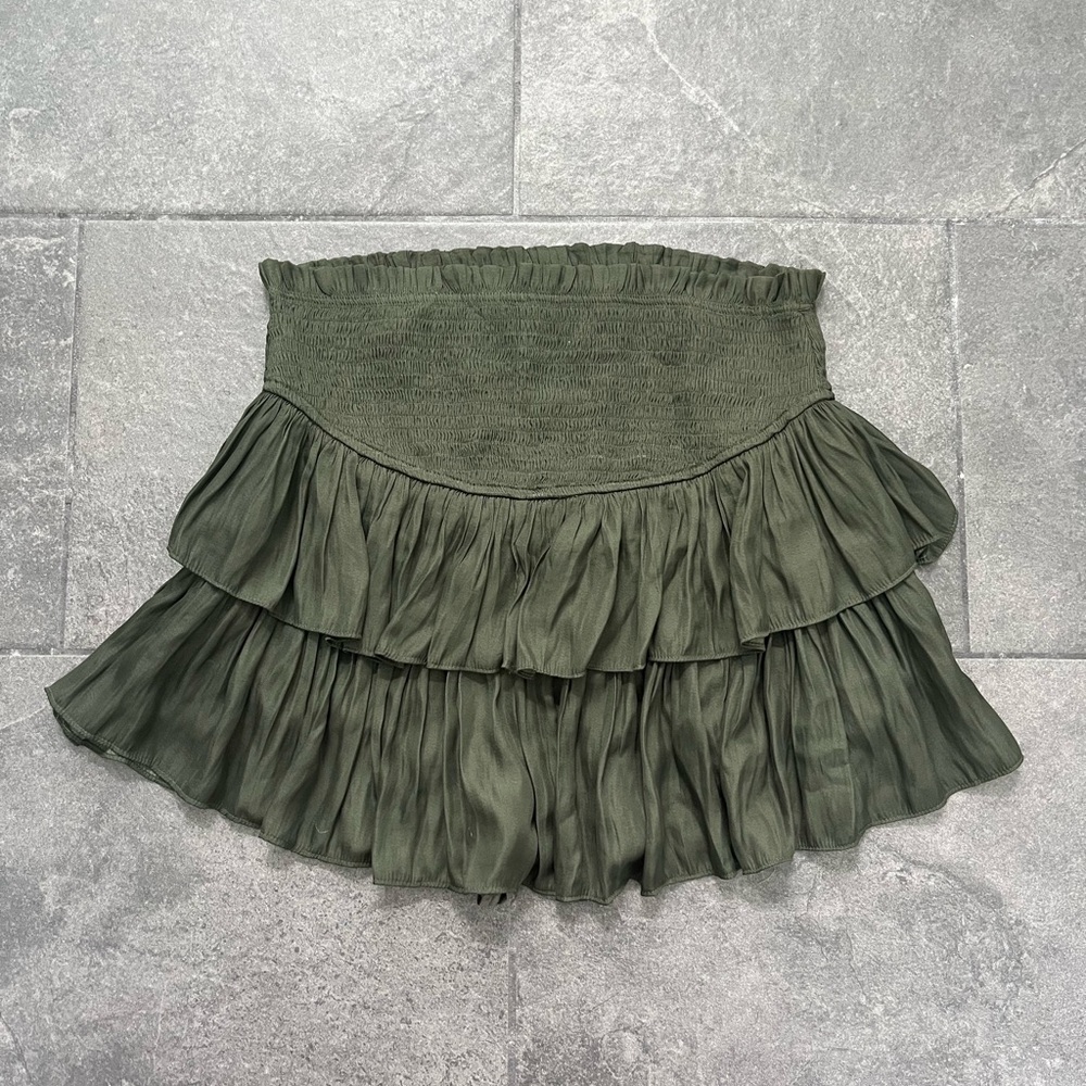 Vestique Green Tiered Mini Skirt